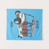Golfkar / golfbuggy cartoon illustratie wandkleed (Voorkant (horizontaal))