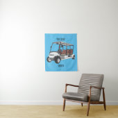 Golfkar / golfbuggy cartoon illustratie wandkleed (In situ)