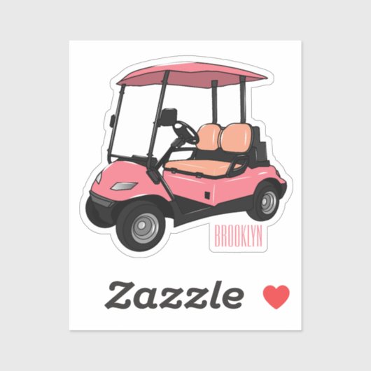 Golfkar / golfbuggy-cartoonillustratie sticker (Vel)