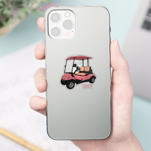Golfkar / golfbuggy-cartoonillustratie sticker (Telefoon)