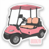 Golfkar / golfbuggy-cartoonillustratie sticker (Voorkant)