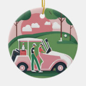 Golfkar Grafische Versiering - Gratis Personalisat Keramisch Ornament (Voorkant)