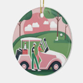 Golfkar Grafische Versiering - Gratis Personalisat Keramisch Ornament (Links)