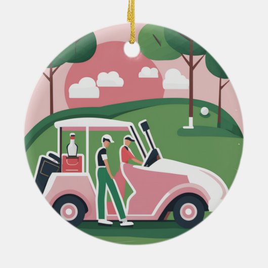 Golfkar Grafische Versiering - Gratis Personalisat Keramisch Ornament (Achterkant)