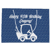 Golfkar Happy Verjaardag Patroon Donkerblauw  Groot Cadeauzakje (Achterkant)