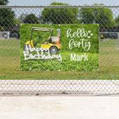 Golfkar is op groen gras 40e verjaardag spandoek (Insitu)