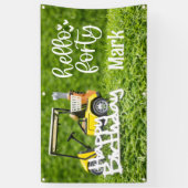 Golfkar is op groen gras 40e verjaardag spandoek (Verticaal)