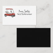 Golfkar is rood met naam visitekaartje (Voorkant / Achterkant)