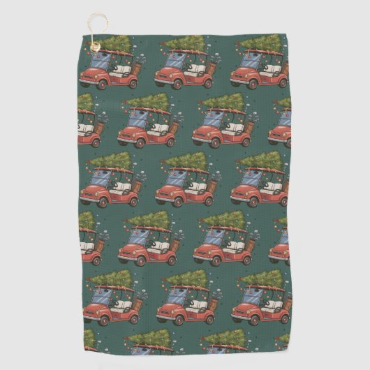 Golfkar Kerstboom Golf Liefhebber Cadeau Golfhanddoek (Voorkant)