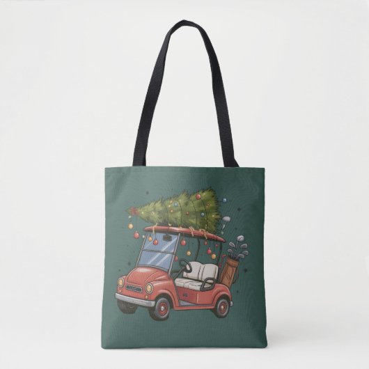 Golfkar Kerstboom Golf Liefhebber Cadeau Tote Bag (Voorkant)