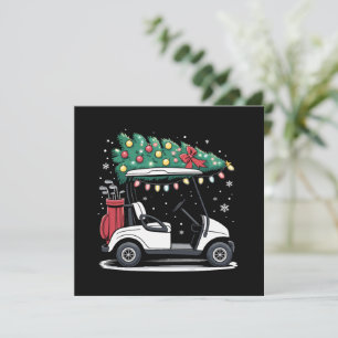Golfkar Kerstboom Lichtjes Kerst Sport Golfer Kaart