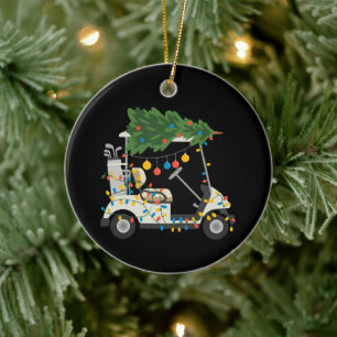 Golfkar Kerstboom Lichtjes Kerstmis Sport Golfer Keramisch Ornament
