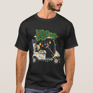 Golfkar Kerstboom Lichtjes Kerstmis Sport Golfer T-shirt