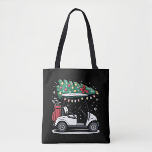 Golfkar Kerstboom Lichtjes Kerstmis Sport Golfer  Tote Bag