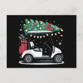 Golfkar Kerstboom Lights Xmas Sport Golfer Feestdagenkaart (Voorkant)