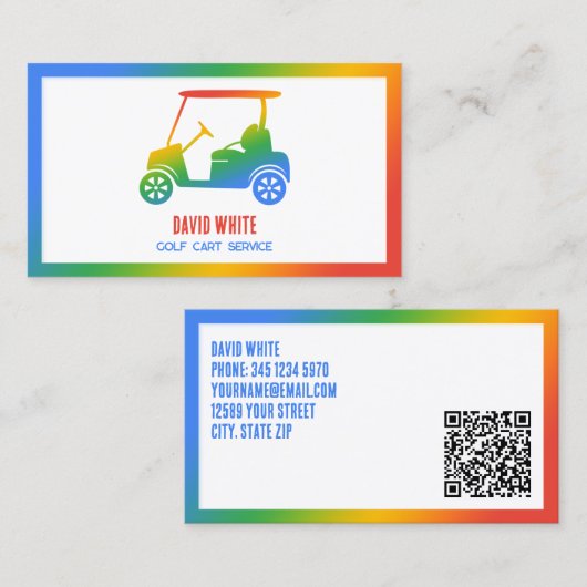🏌️‍♂️golfkar Kleurrijke Douane QR Visitekaartje (Voorkant / Achterkant)