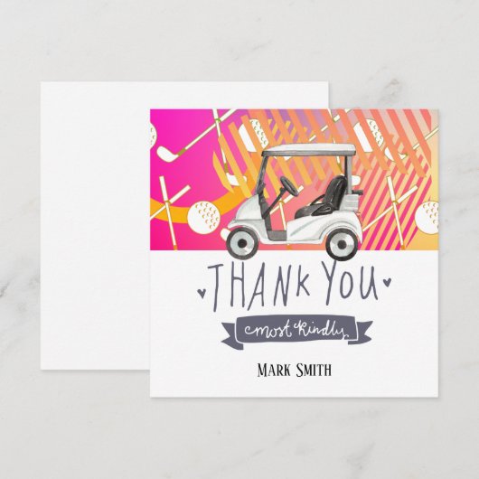 Golfkar Kleurrijke Regenboog voor Verjaardagsfeest Bedankkaart (Voorkant / Achterkant)