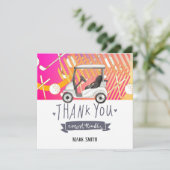 Golfkar Kleurrijke Regenboog voor Verjaardagsfeest Bedankkaart (Staand voorkant)