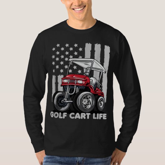 Golfkar Life Grappige golfkar met Amerikaanse vlag T-shirt (Voorkant)