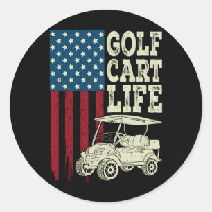 Golfkar Life Shirt Mannen Vrouwen Kinder Amerikaan Ronde Sticker