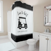 Golfkar Live to Golf | Aangepaste Golfer Zwart Wit Douchegordijn (In situ)