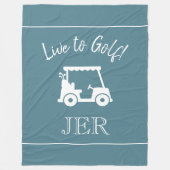Golfkar Live to Golf Geborduurd Turquoise Fleece Deken (Voorkant)