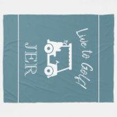 Golfkar Live to Golf Geborduurd Turquoise Fleece Deken (Voorkant (Horizontaal))