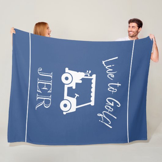 Golfkar Live to Golf Monogram Classic Blauw Fleece Deken (In situ)