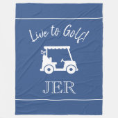 Golfkar Live to Golf Monogram Classic Blauw Fleece Deken (Voorkant)