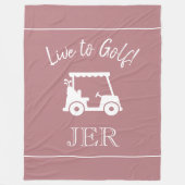 Golfkar Live to Golf Monogram Gemarmerd Stof Roze Fleece Deken (Voorkant)