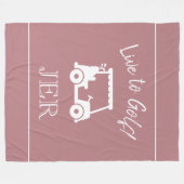 Golfkar Live to Golf Monogram Gemarmerd Stof Roze Fleece Deken (Voorkant (Horizontaal))