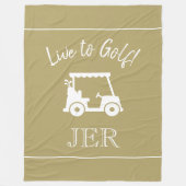 Golfkar Live to Golf Monogram Gold & Wit Fleece Deken (Voorkant)