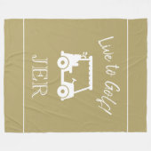 Golfkar Live to Golf Monogram Gold & Wit Fleece Deken (Voorkant (Horizontaal))