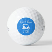Golfkar Live to Golf Monogram Golfspeler Blauw Golfballen (Voorkant)
