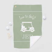 Golfkar Live to Golf Monogram Sage Groen Golfhanddoek (Insitu)