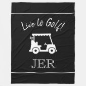 Golfkar Live to Golf Monogram Zwart & Wit Fleece Deken (Voorkant)