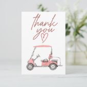Golfkar met dank u tekst bedankkaart (Staand voorkant)