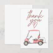 Golfkar met dank u tekst bedankkaart (Voorkant / Achterkant)