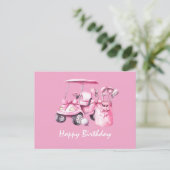 Golfkar met Gefeliciteerd Verjaardag Vrouwelijke G Briefkaart (Staand voorkant)