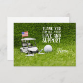 Golfkar met golfbal en Amerikaanse vlag Dank Bedankkaart (Voorkant / Achterkant)