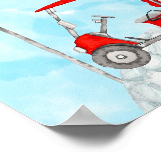 Golfkar met golfbal en golfvlaggewijze waterverf poster (Hoek)