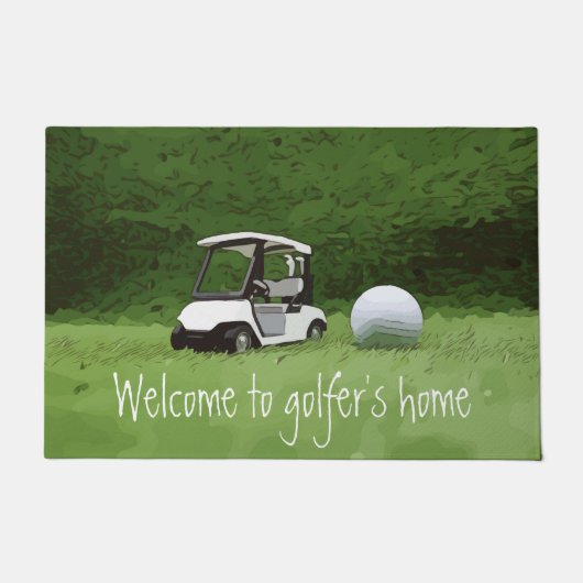 Golfkar met golfbal welkom deurmat (Voorkant)