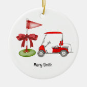 Golfkar met Golfvlag Keramisch Ornament (Voorkant)