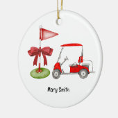 Golfkar met Golfvlag Keramisch Ornament (Links)