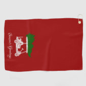Golfkar met kerstboom | Crimson Red Golfhanddoek (Horizontaal)
