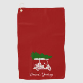 Golfkar met kerstboom | Crimson Red Golfhanddoek