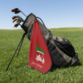 Golfkar met kerstboom | Crimson Red Golfhanddoek (Groen)