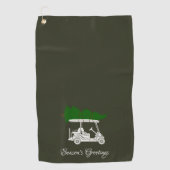 Golfkar met kerstboom | Donkerdennengroen Golfhanddoek (Voorkant)