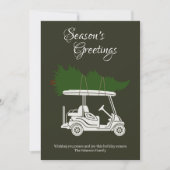 Golfkar met kerstboom · Donkergroen Minimal Feestdagenkaart (Voorkant)