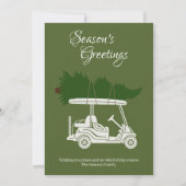 Golfkar met kerstboom · Groene minimalist Feestdagenkaart (Voorkant)